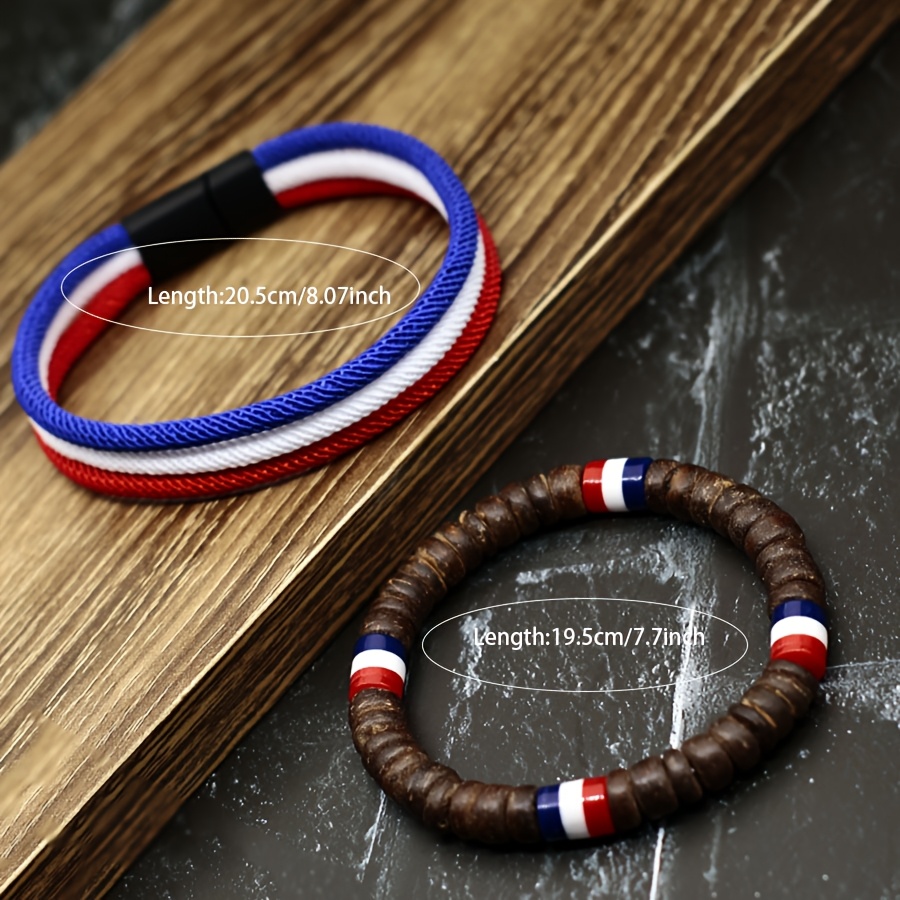2pcs set competition sports bangle bangle bracelet blue white red national flag colors bead bangle bangle bracelet music symbols men women wear jewelry holiday gift friendship friend bangle bangle bracelet 2pcs set competition sports bangle bangle bracelet blue white red national flag colors bead bangle bangle bracelet music symbols men women wear jewelry holiday gift friendship friend bangle bangle bracelet