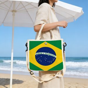 1pc women's tote bag handbag crossbody,brazilian flag pattern,totebag with organiser hand bag adjustable strap,hand bag charms,suitable for shopping and miscellaneous items,storage organizer