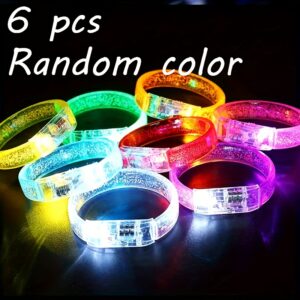 6/12pcs led light up wristbands random vibrant colors, suitable for concerts, clubs, parties, birthdays and carnivals, party additions | vibrant party decor | bracelets, dark glow party additions, ideal for halloween, christmas and party supplies