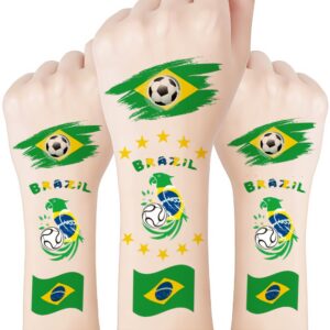 5pcs brazil temporary tattoo stickers, flag face & arm decals for sports events, football fans gatherings, festival party match day body decorations