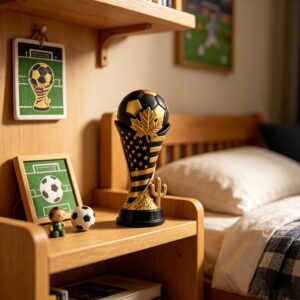 1pc 2026 football event commemorative trophy, creative resin craft ornament, fan collectible gift, desktop decoration for home, living room, bar and office, cactus and canadian style maple leaf, collectible grade statue