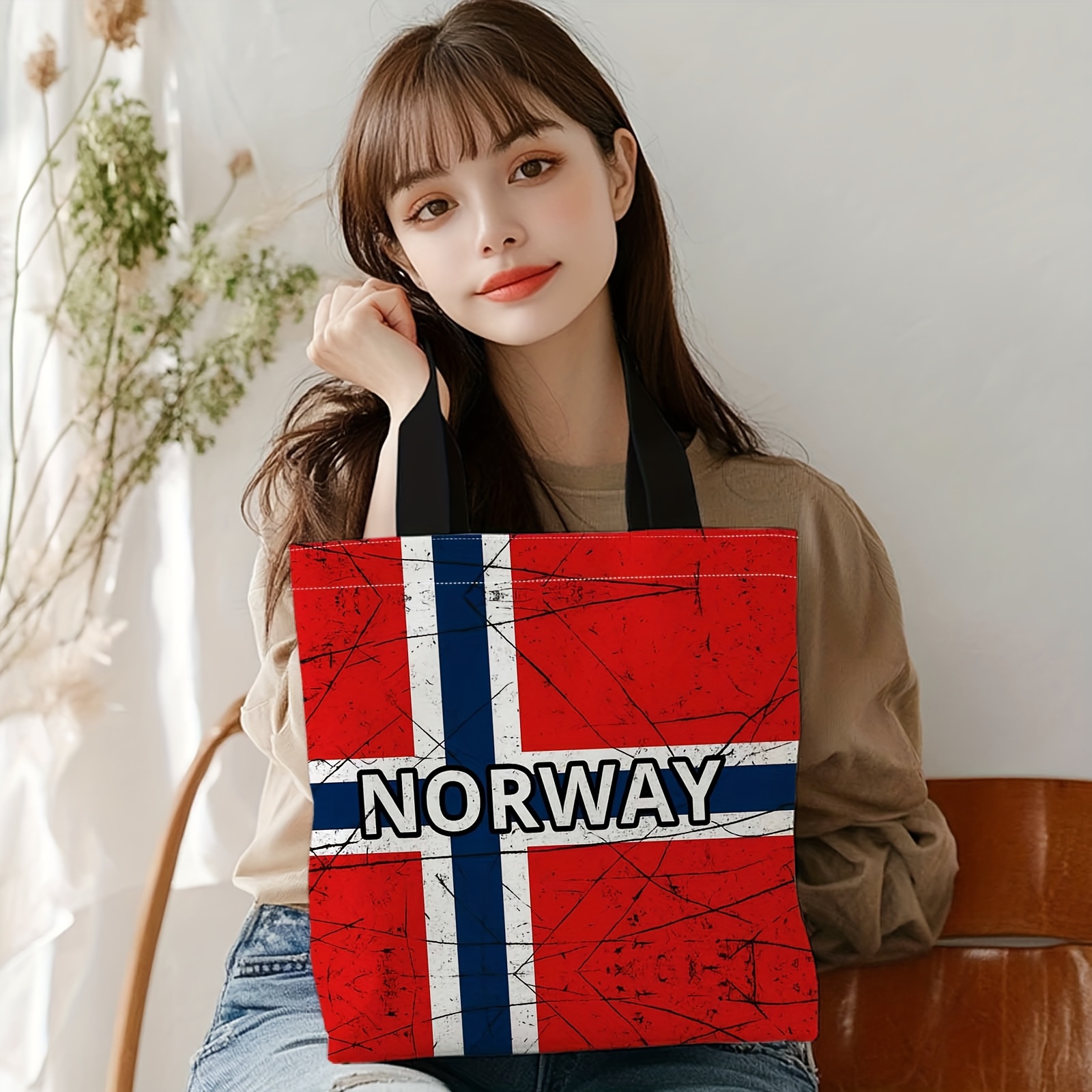 1pc shopper bag, shopping portable shoulder back hand held bag, norwegian flag, scratched texture, norway, suitable for travel, cosmetics, holiday storage bags, home furnishings, gifts, picnics, family gatherings 1pc shopper bag, shopping portable shoulder back hand held bag, norwegian flag, scratched texture, norway, suitable for travel, cosmetics, holiday storage bags, home furnishings, gifts, picnics, family gatherings