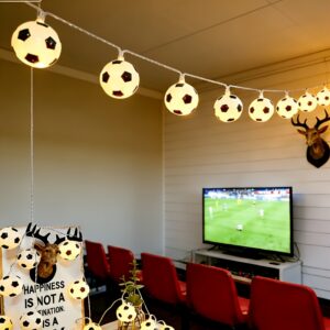 football shaped string lights, football lights available in 149.86cm/299.72cm, battery powered warm white decorative lights, suitable for sports fans, children's rooms, game days, birthday parties, bedroom decorations, led lights