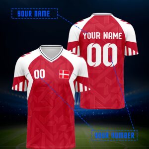 europe denmark v neck football sportswear is comfortable and fits well, customizable with names and numbers, suitable for summer parties and gatherings