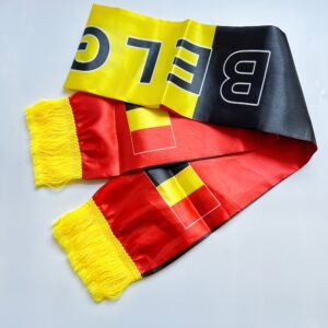 1pc 14x135cm belgium flag scarf banner, double layer double sided printed flag scarf with tassels