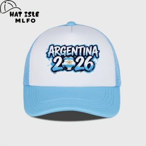 2026 argentina soccer printed sponge mesh hat. it's comfortable and light, featuring an adjustable visor. perfect for daily use, shopping, enjoying games, and outdoor events. designed for everyone