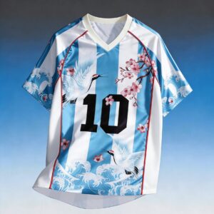 football cup jersey, argentina team blue and white color scheme jersey comfortable and breathable color blocking jersey t shirt