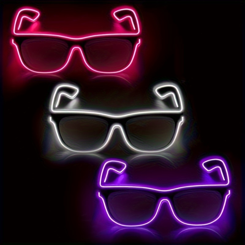 led neon light up glasses multicolor options (green, purple, pink, cyan, red) perfect for raves, concerts, birthday parties durable plastic construction, comfortable fit, battery powered ideal nightclub and holiday accessory, without battery led neon light up glasses multicolor options (green, purple, pink, cyan, red) perfect for raves, concerts, birthday parties durable plastic construction, comfortable fit, battery powered ideal nightclub and holiday accessory, without battery