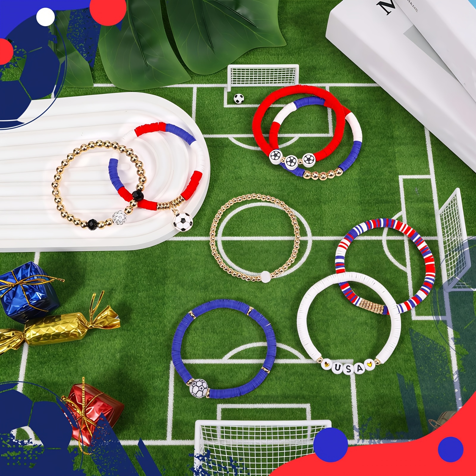 soccer bracelets set, stylish stackable game day bracelets, soccer cheerleading bracelets, football team colored additions – perfect as birthday or festive gifts for family, friends and football fans soccer bracelets set, stylish stackable game day bracelets, soccer cheerleading bracelets, football team colored additions – perfect as birthday or festive gifts for family, friends and football fans