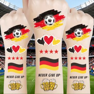 5pcs german temporary tattoo stickers, sports fan face decals for football matches, festivals & parties, national flag body stickers for arms & face, waterproof football themed stickers