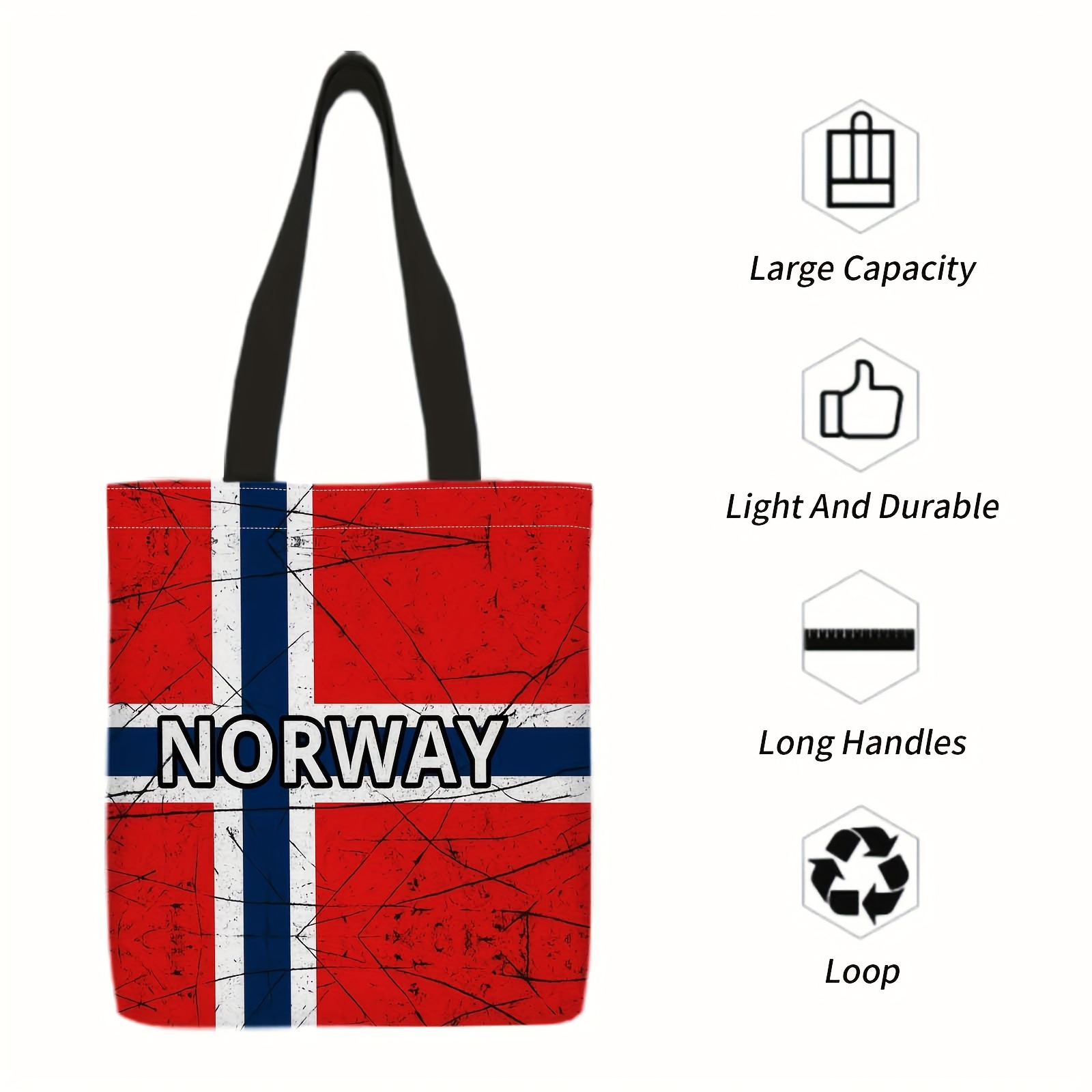 1pc shopper bag, shopping portable shoulder back hand held bag, norwegian flag, scratched texture, norway, suitable for travel, cosmetics, holiday storage bags, home furnishings, gifts, picnics, family gatherings 1pc shopper bag, shopping portable shoulder back hand held bag, norwegian flag, scratched texture, norway, suitable for travel, cosmetics, holiday storage bags, home furnishings, gifts, picnics, family gatherings