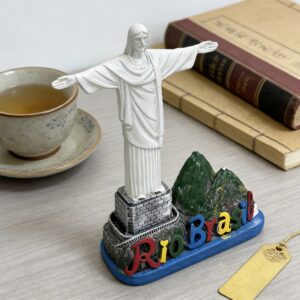 rio de janeiro iconic landmark resin ornament handcrafted with colorful letters, perfect for home or office décor, ideal gift for travel enthusiasts, capturing the vibrant spirit and exotic charm of the iconic city