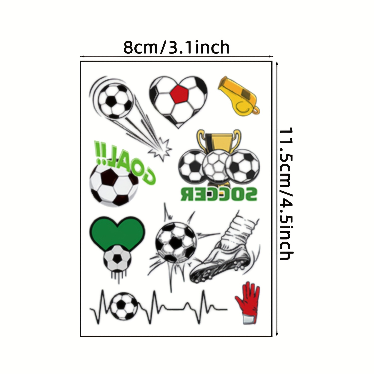12 sheets with 112 designs of football tattoo stickers, featuring fun cartoon football elements. temporary body, arm, and face makeup fake tattoos suitable for football fans 12 sheets with 112 designs of football tattoo stickers, featuring fun cartoon football elements. temporary body, arm, and face makeup fake tattoos suitable for football fans