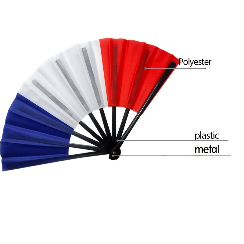 3pcs/5pcs black rod plastic cloth fans with a single sided french flag design, suitable as gifts or souvenirs, home decor, dance props, and easy to open and close 3pcs/5pcs black rod plastic cloth fans with a single sided french flag design, suitable as gifts or souvenirs, home decor, dance props, and easy to open and close