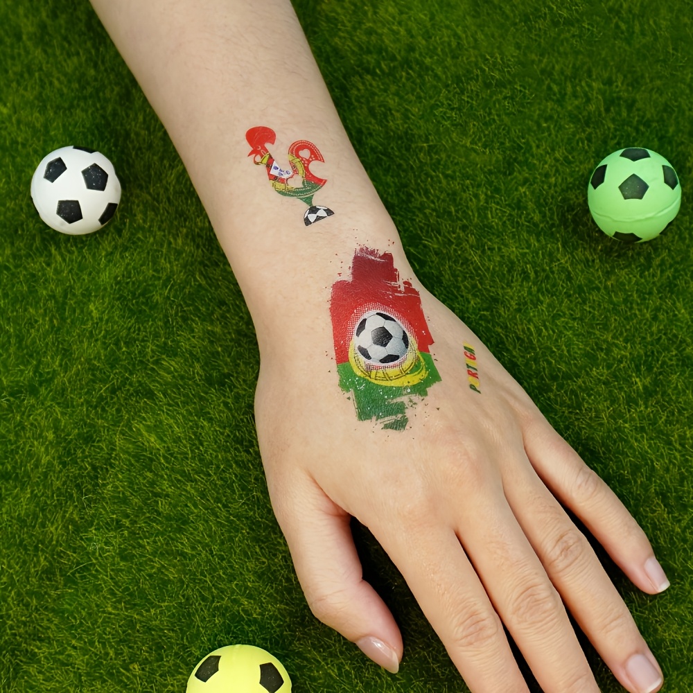 5pcs portugal temporary tattoo stickers, sports fan face decals for football matches, festivals & parties, national flag body stickers for arms & face, waterproof football themed stickers 5pcs portugal temporary tattoo stickers, sports fan face decals for football matches, festivals & parties, national flag body stickers for arms & face, waterproof football themed stickers