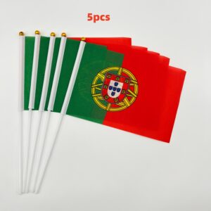 5pcs/10pcs portugal hand wave flags, versatile use for events, parties, business, sports, festivals, home decor, outdoor decor, yard decor, garden decor, holiday decor