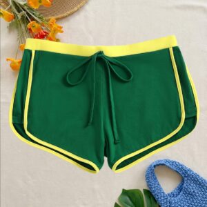 european and american vintage home and outerwear shorts, brazilian color block pants, fashionable three quarter hot shorts, casual