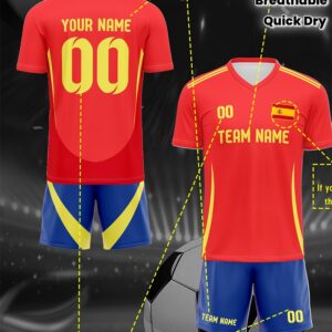 custom men's soccer jersey set men's competition uniform with personalized team logo, name, and number. new adult match team training sportswear 2pcs set (top and bottom). comfortable, breathable, heat dissipating, quick drying