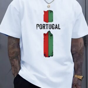 men's portugal graphic t shirt | urban street style, soft and breathable, 100% fiber, bold print design, crew neck, short sleeve summer shirt, hip hop tee