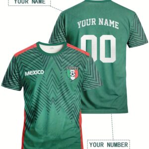 custom mexican themed men's football jerseys, suitable for matches, football training, daily casual wear, festivals and gift giving
