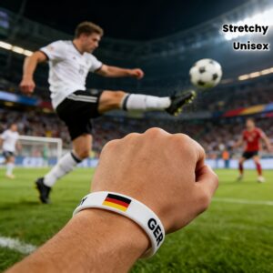 unisex bracelet featuring national flag alphabet charms this stretchy silicone wristband showcases team spirit for soccer fans, made from soft silicone material with clear and simple printed designs. ideal for match watching decoration and gifting