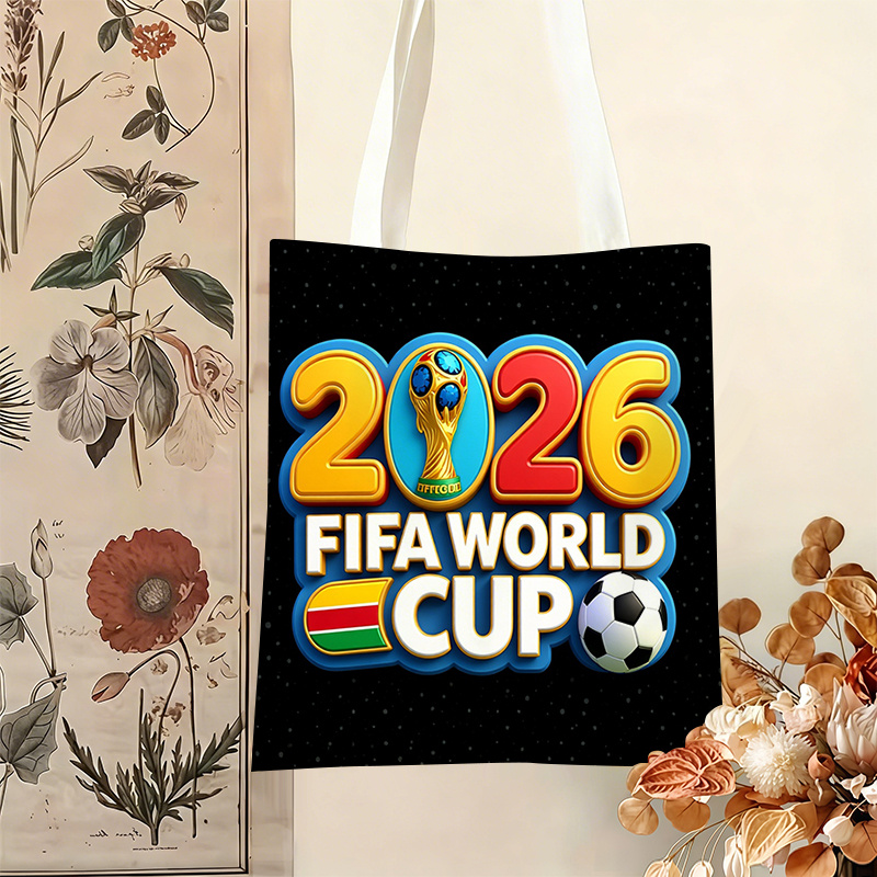 2026 world cup fan viewing large capacity handbag, br 4.14, features world cup trophy soccer flag pattern and world cup three mascots soccer patterns, fan commemorative portable shoulder bag, sturdy handle structure 2026 world cup fan viewing large capacity handbag, br 4.14, features world cup trophy soccer flag pattern and world cup three mascots soccer patterns, fan commemorative portable shoulder bag, sturdy handle structure