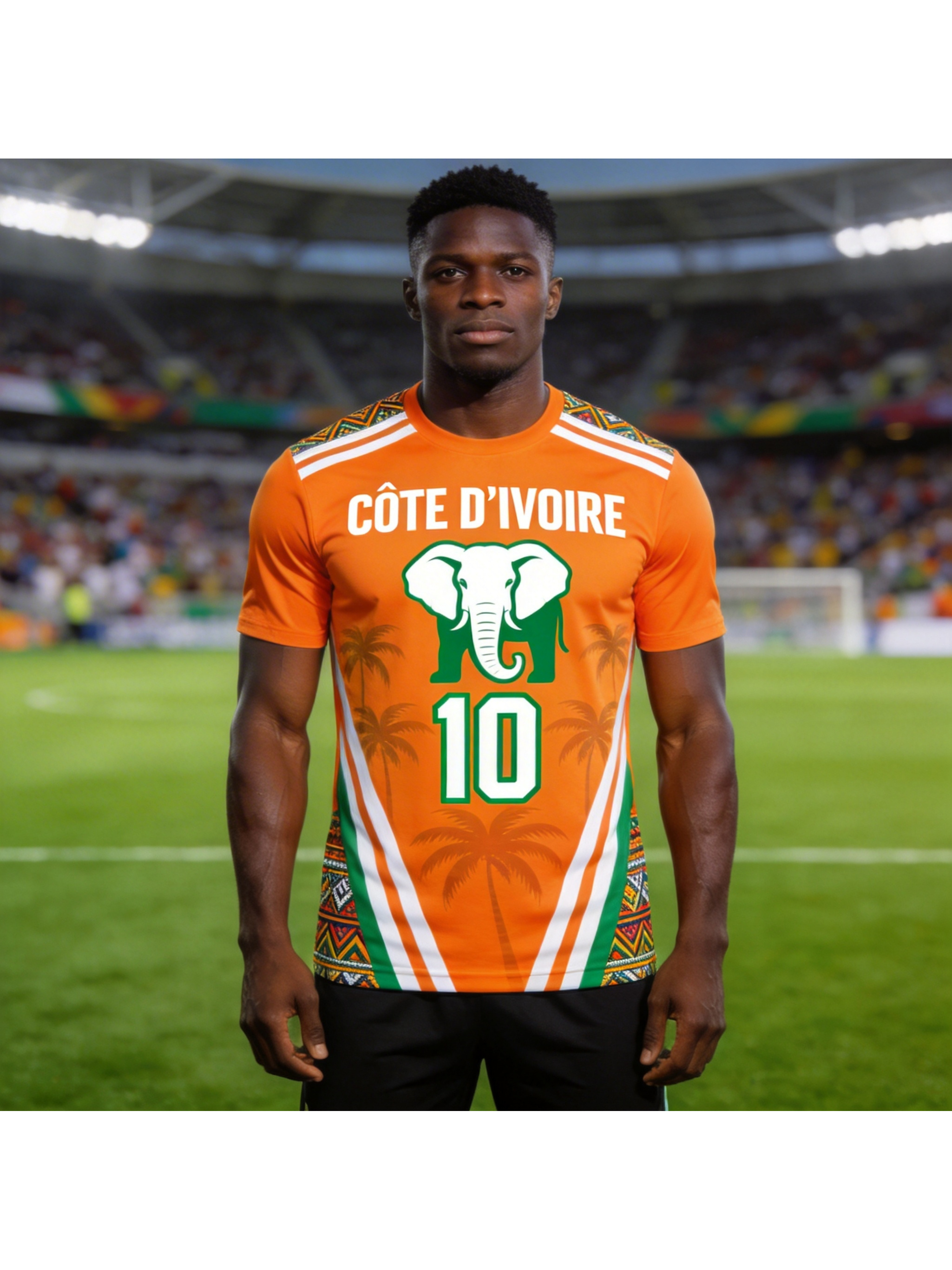 ivory coast national team themed football t shirt, ethnic trim + subtle palm tree pattern design, exclusive t shirt for ivory coast team fans, stylish thin and breathable t shirt, machine washable casual short sleeve top, suitable for matches ivory coast national team themed football t shirt, ethnic trim + subtle palm tree pattern design, exclusive t shirt for ivory coast team fans, stylish thin and breathable t shirt, machine washable casual short sleeve top, suitable for matches
