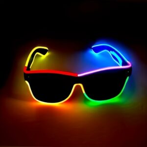 glow in the dark led string light glasses | portable battery pack, button control, led lights, ideal for christmas, halloween, cosplay, and party gifts