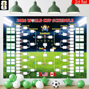 2d flat, 2d flat 2d flat, 2d flat 2d flat banner, authorized by fifa. usa canada mexico world cup party banner, 2026 crown champion theme usa canada mexico three countries host 48 teams group stage + full schedule knockout stage blank fill in wa