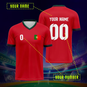 five shields legion portugal 2026 new custom jersey customizable with self defined name, team name, and number v neck, breathable, quick drying, comfortable short sleeve unisex regular loose fit suitable for team training, outdoor outings