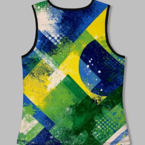 brazil size women's v neck vest brazilian themed full body print sleeveless blouse vests, machine washable summer with v neck, casual stretch fit suitable for beachwear, everyday outfits & brazilian style outfits