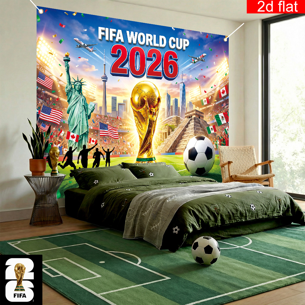 2d flat, 2d flat banner, 1pc, 2026 usa canada mexico fifa world cup backdrop large garage party banner,, featuring stadium, host country landmarks, and the world cup trophy background design; suitable for world cup party decorations., 2d flat 2d flat, 2d flat banner, 1pc, 2026 usa canada mexico fifa world cup backdrop large garage party banner,, featuring stadium, host country landmarks, and the world cup trophy background design; suitable for world cup party decorations., 2d flat