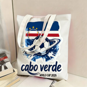 2026 world cup large capacity handbag for fans, br 4.17, featuring cape verde 2025 world cup flag football pattern, fan commemorative portable shoulder bag, sturdy handle structure, perfect for world cup viewing daily, essential for fan travel