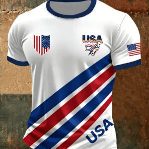 2026 usa team striped short sleeve t shirt for men, soccer fan top