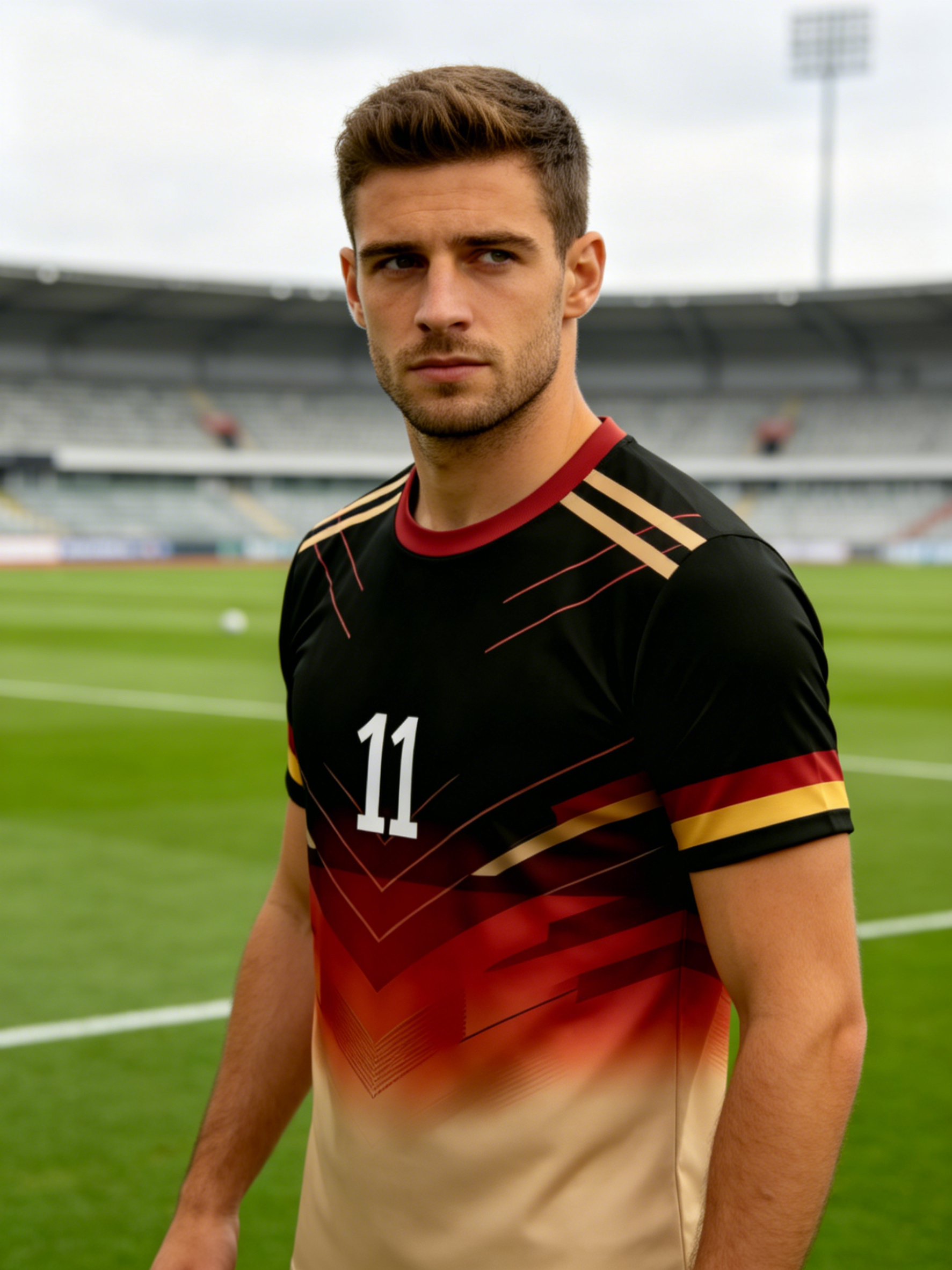 summer men's german gradient soccer 11 print short sleeve t shirt, breathable, comfortable and slightly stretchy, regular fit, ideal for streetwear, sporty trendy style and daily casual occasions summer men's german gradient soccer 11 print short sleeve t shirt, breathable, comfortable and slightly stretchy, regular fit, ideal for streetwear, sporty trendy style and daily casual occasions