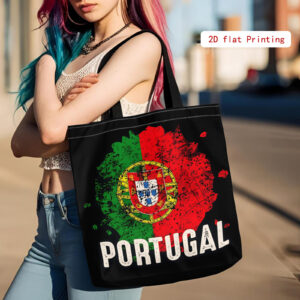 a 2d printed shoulder bag featuring the portuguese flag, designed in a distressed style. this fashionable and minimalist shopping bag is perfect for women, suitable for everyday shopping and festive occasions
