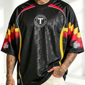 men's germany team vintage t shirt plus size suitable for european/emerican, breathable mesh short sleeve with team crest & subtle contrast stripe design, loose fit round neck top, machine washable casual/soccer apparel for germany fans, plus size