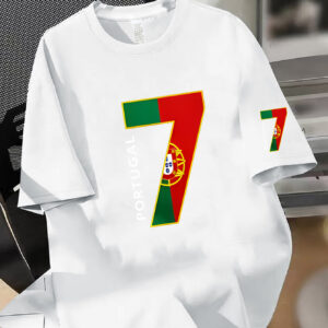 portuguese flag color 7th print men's t shirt, individual trendy short sleeve, daily versatile breathable top