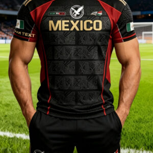 men's mexican eagle and flag jersey breathable short sleeve football shirt with all over eagle print, machine washable training top, suitable for casual wear, training, daily wear, and as a football gift