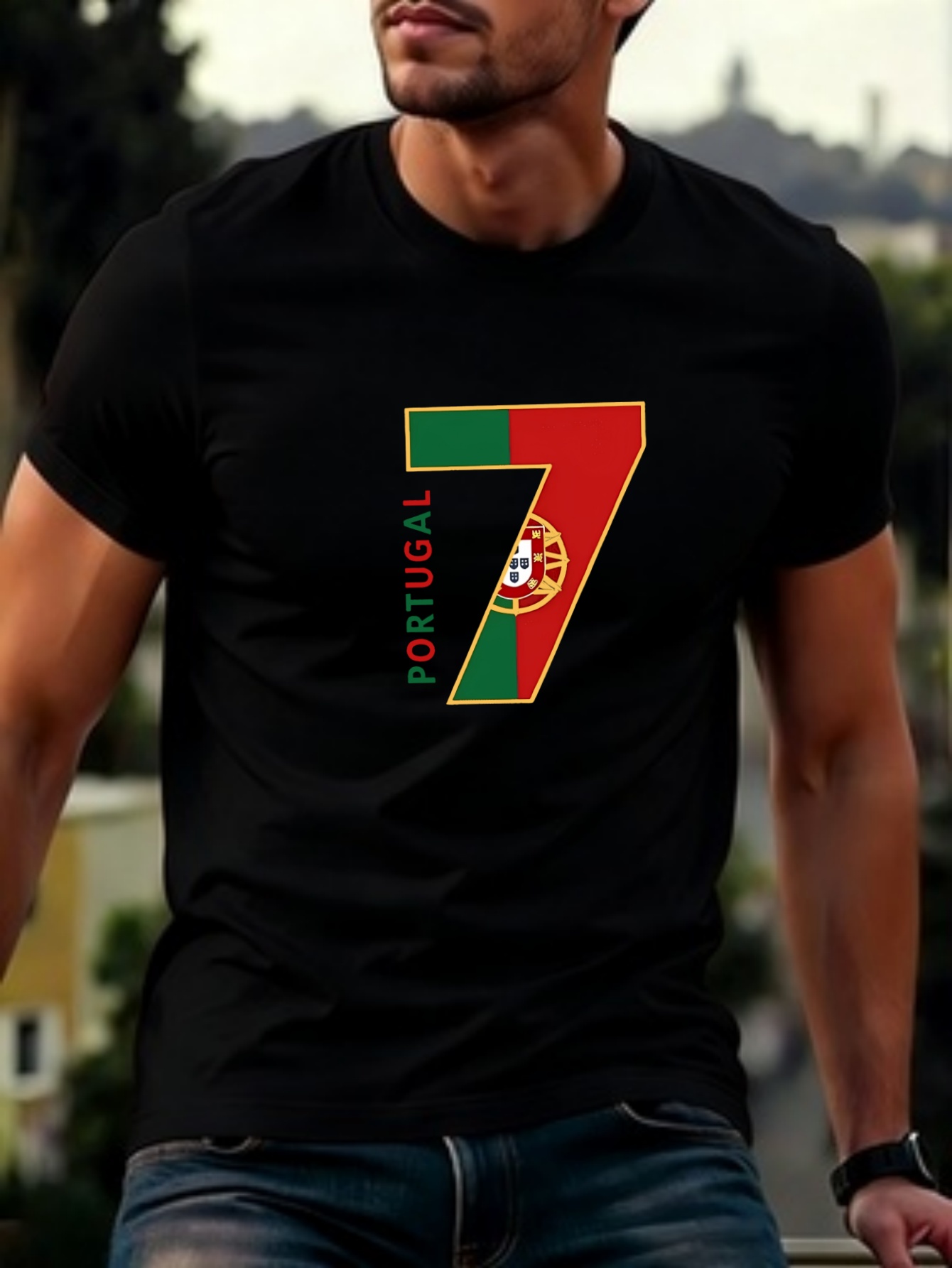 men's portugal no. 7 jersey t shirt portuguese flag & national emblem print, soccer fan apparel suitable for training, stadium outings, casual wear machine washable round neck tee for, gifts for portuguese supporters men's portugal no. 7 jersey t shirt portuguese flag & national emblem print, soccer fan apparel suitable for training, stadium outings, casual wear machine washable round neck tee for, gifts for portuguese supporters