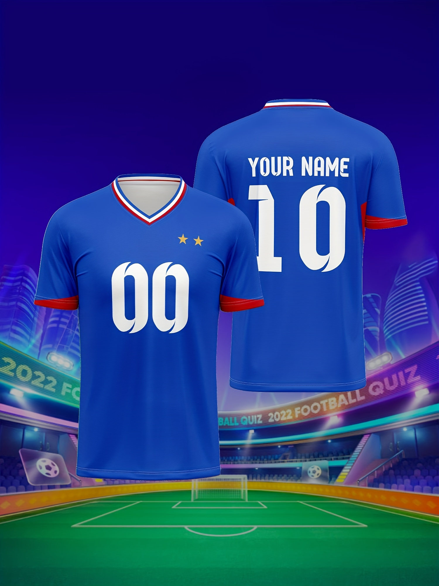 french football jersey v neck suitable for parties & summer events name & number personalization, machine washable uniforms for training, tournaments, casual wear comfortable regular fit french football jersey v neck suitable for parties & summer events name & number personalization, machine washable uniforms for training, tournaments, casual wear comfortable regular fit