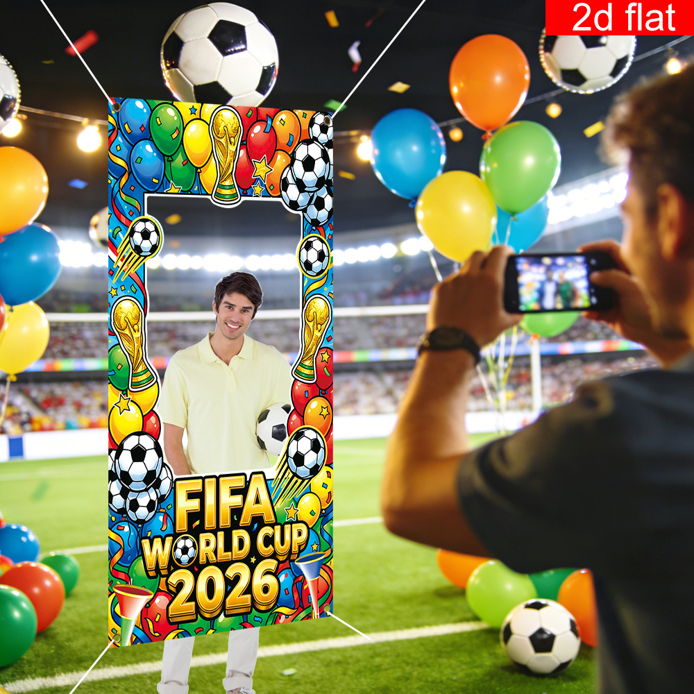 2d flat, 2d flat banner, 1pc, 2026 usa canada mexico fifa world cup photo prop frame,, soccer ball pattern design, vibrant colors, suitable for world cup celebration activities, game photo background, outdoor photo booth prop., 2d flat 2d flat, 2d flat banner, 1pc, 2026 usa canada mexico fifa world cup photo prop frame,, soccer ball pattern design, vibrant colors, suitable for world cup celebration activities, game photo background, outdoor photo booth prop., 2d flat
