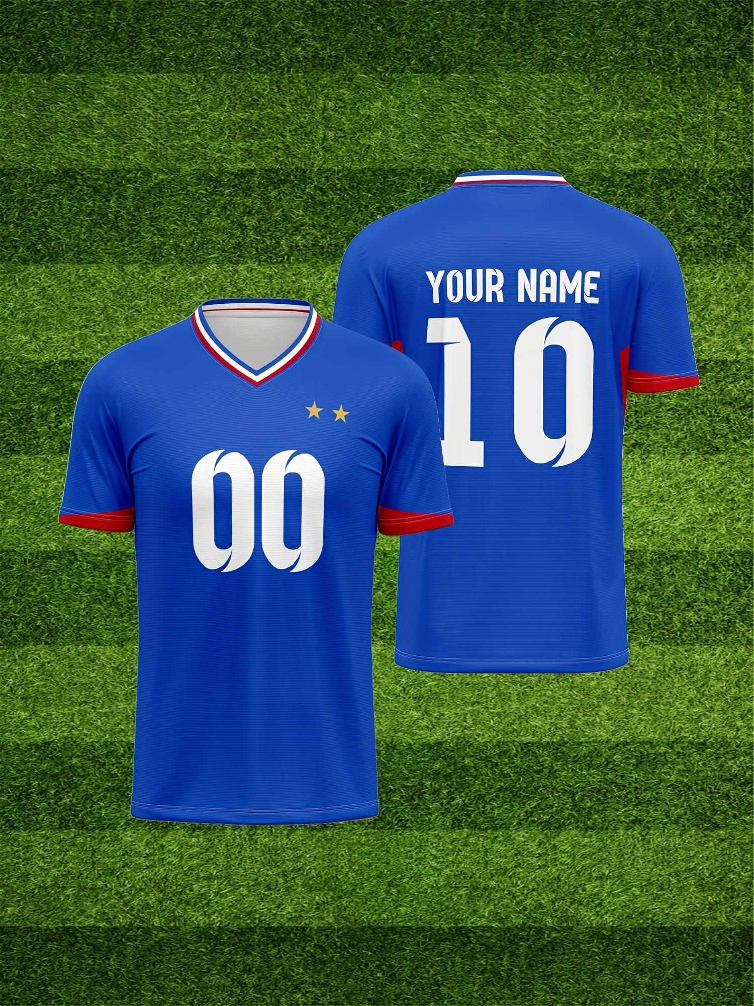 french football jersey v neck suitable for parties & summer events name & number personalization, machine washable uniforms for training, tournaments, casual wear comfortable regular fit french football jersey v neck suitable for parties & summer events name & number personalization, machine washable uniforms for training, tournaments, casual wear comfortable regular fit