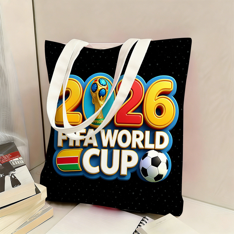 2026 world cup fan viewing large capacity handbag, br 4.14, features world cup trophy soccer flag pattern and world cup three mascots soccer patterns, fan commemorative portable shoulder bag, sturdy handle structure 2026 world cup fan viewing large capacity handbag, br 4.14, features world cup trophy soccer flag pattern and world cup three mascots soccer patterns, fan commemorative portable shoulder bag, sturdy handle structure