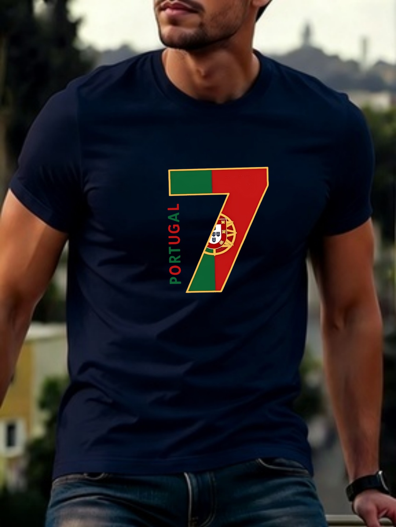 men's portugal no. 7 jersey t shirt portuguese flag & national emblem print, soccer fan apparel suitable for training, stadium outings, casual wear machine washable round neck tee for, gifts for portuguese supporters men's portugal no. 7 jersey t shirt portuguese flag & national emblem print, soccer fan apparel suitable for training, stadium outings, casual wear machine washable round neck tee for, gifts for portuguese supporters