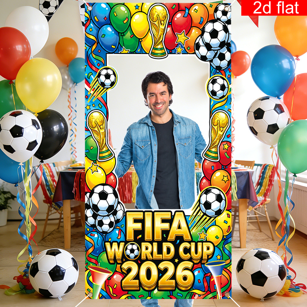 2d flat, 2d flat banner, 1pc, 2026 usa canada mexico fifa world cup photo prop frame,, soccer ball pattern design, vibrant colors, suitable for world cup celebration activities, game photo background, outdoor photo booth prop., 2d flat 2d flat, 2d flat banner, 1pc, 2026 usa canada mexico fifa world cup photo prop frame,, soccer ball pattern design, vibrant colors, suitable for world cup celebration activities, game photo background, outdoor photo booth prop., 2d flat