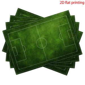 4pcs football themed placemats suitable & dining table rectangular soccer field table protectors, heat resistant easy clean tableware for, football gifts for, 2d flat