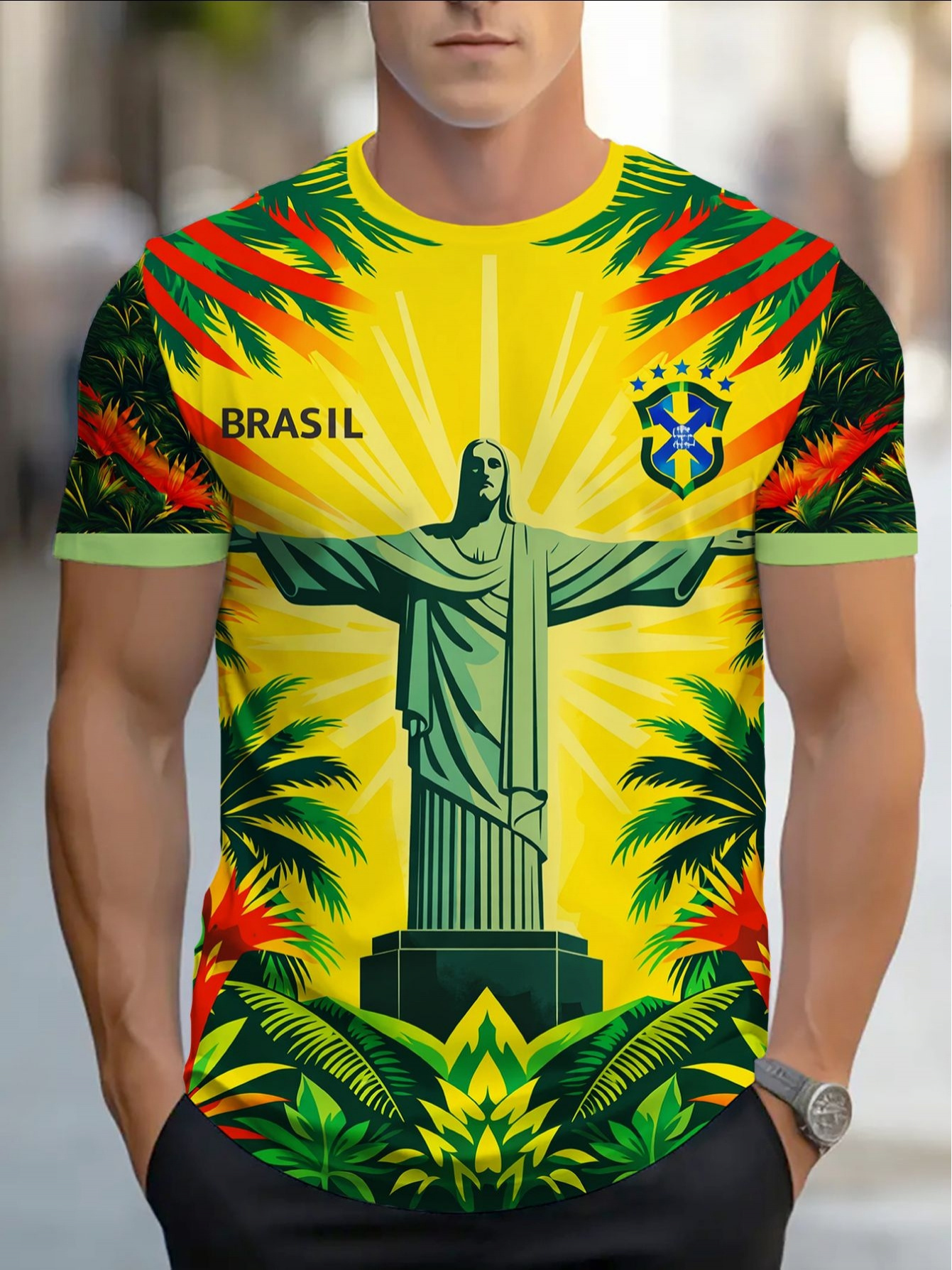 printed design – not textured/embroidery/sequins. not jeans, this is a printed design. sporty style football fun novelty trendy printed fashion short sleeve shirt. football star fanwear jesus printed design – not textured/embroidery/sequins. not jeans, this is a printed design. sporty style football fun novelty trendy printed fashion short sleeve shirt. football star fanwear jesus