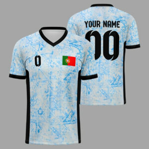 customizable men's v neck football jersey inspired by the portuguese flag, personalized with name and number, breathable and comfortable, essential for summer parties and sports activities, slim fit
