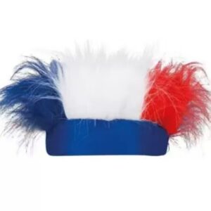 cross border new fan wig blue white red color block football competition sports wig cap sports style head decor